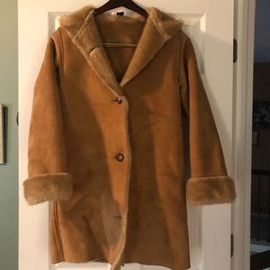 Gap kids XXL suede, fur-lined coat